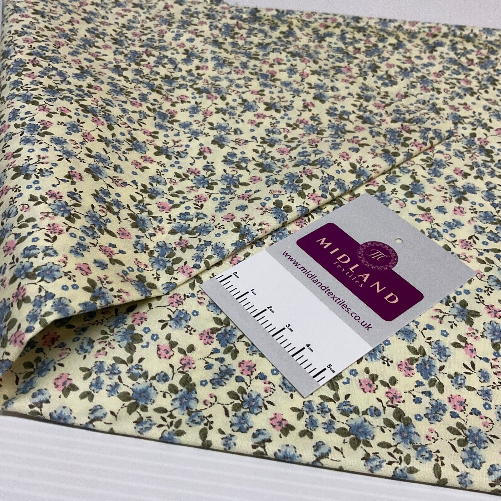 Eliza Small Floral Lemon Cotton Poplin dress Fabric M1889