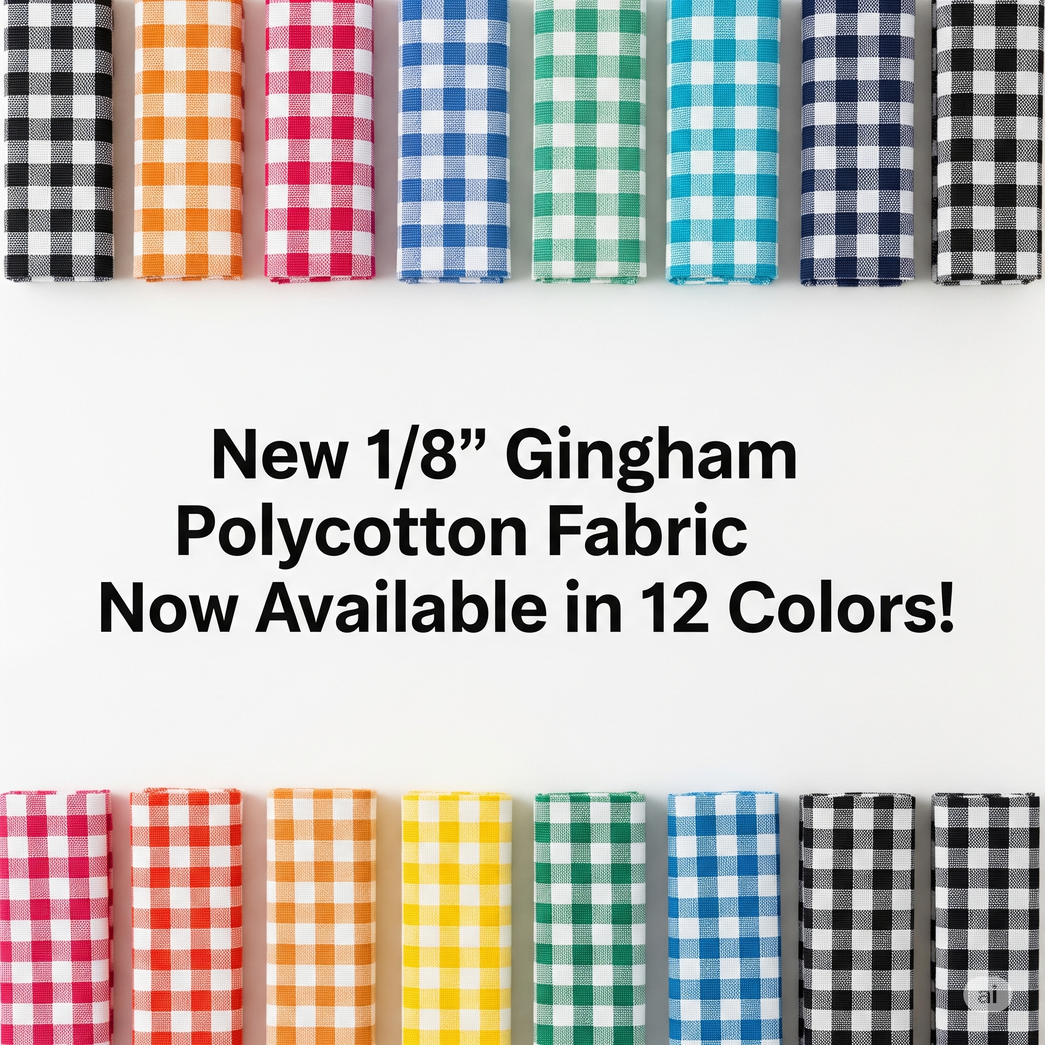 Classic 1/8' Gingham Polycotton Fabric - 12 Vibrant Colors (44' Wide) M23