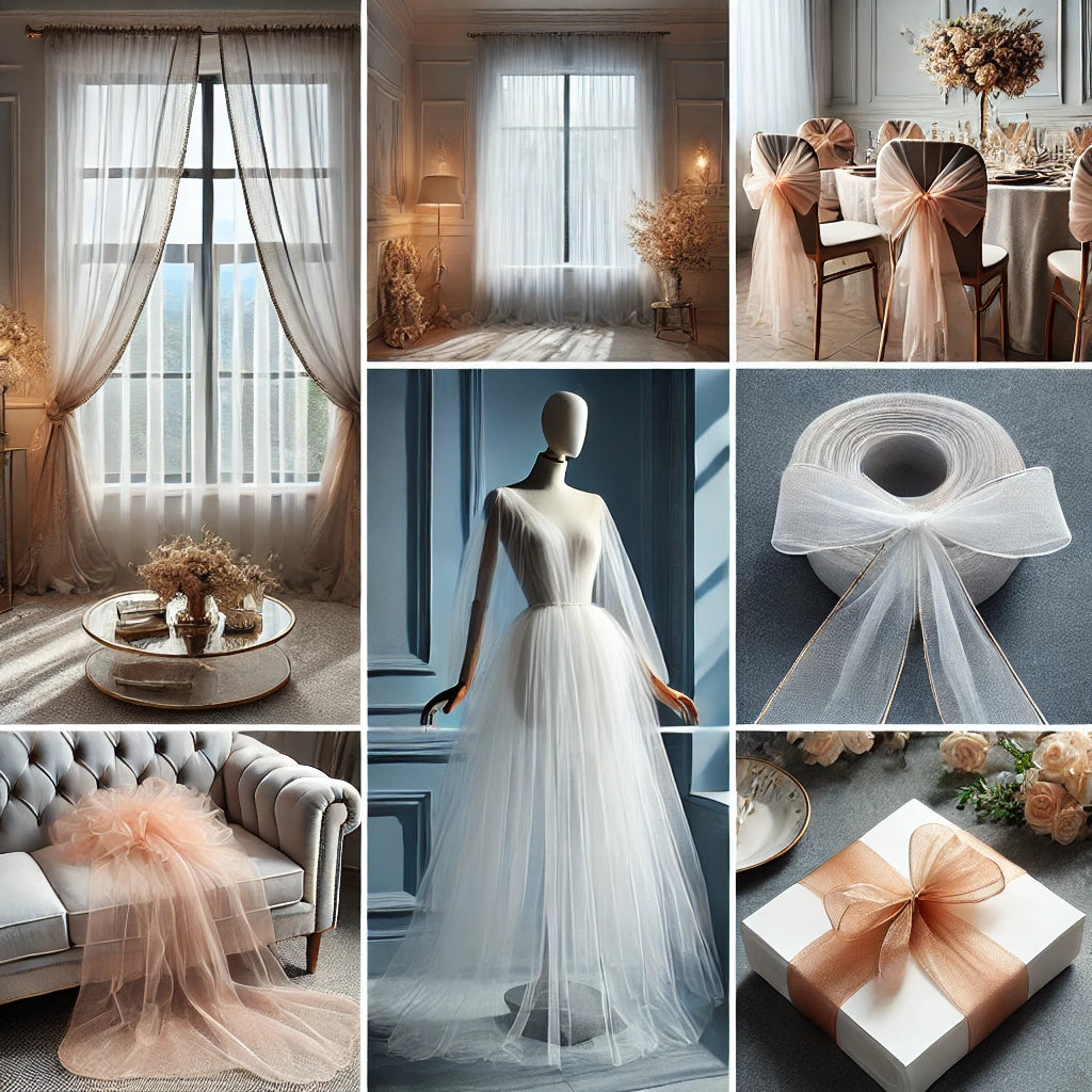 Plain Sheer Lightweight Organza Voile Drape Curtain, Wedding, Chair Sash Fabric 150cm Wide M1750