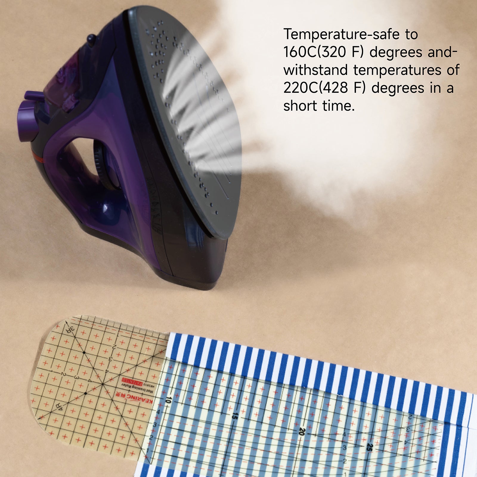 1 pcs Iron On Ruler for Fabric Hem Ruler for Sewing Heat Resistant Non-Slip Hot Ironing Kearing M1990