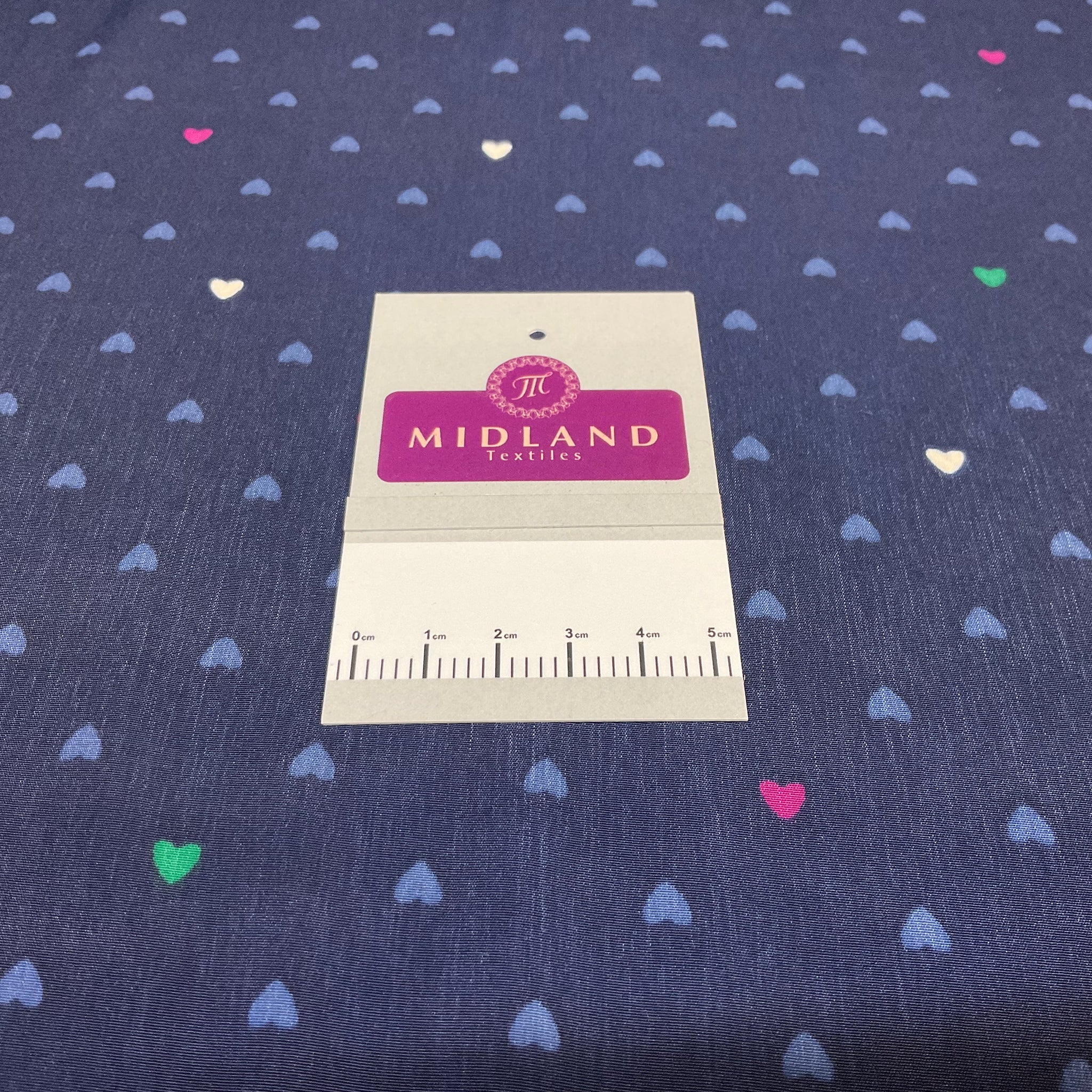 Navy Peach-skin Crepe Small Hearts Polka dot spot Printed Dress fabric 140cm width M1400-39