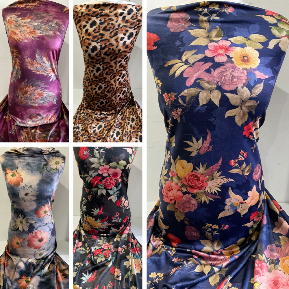 Luxurious Velour Dress Fabric - Stunning Digital Prints - 150cm Wide Dress Fabric  M1985