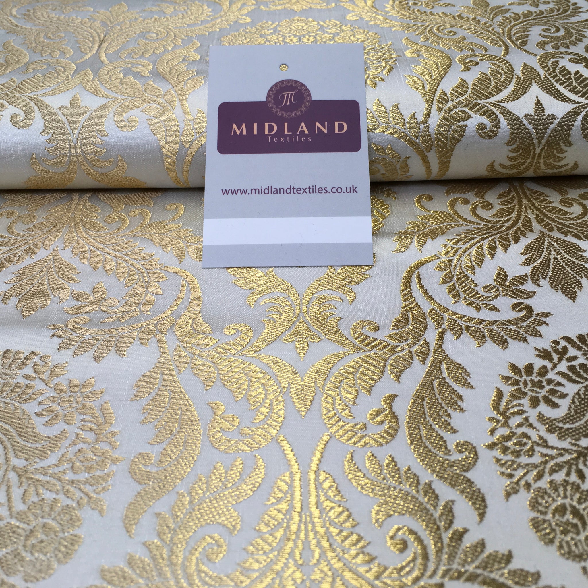 Gold Metallic Ornamental Indian Faux Silk Banarsi brocade Fabric 44" Wide M807