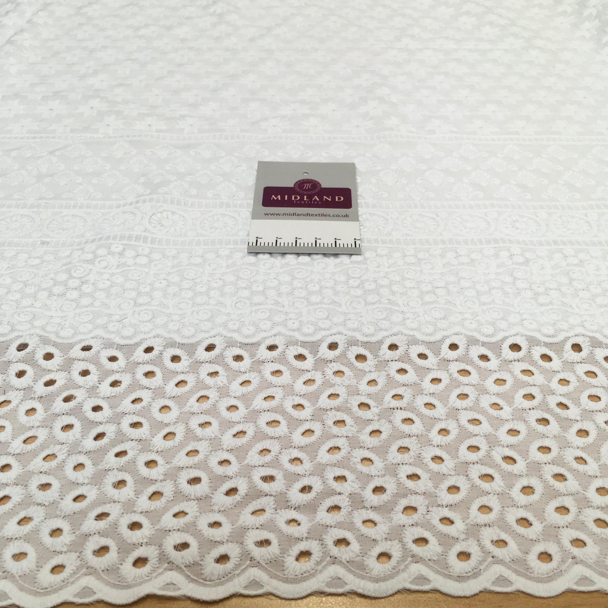 White broderie anglaise with Boring fabric cotton border dress fabric M1466 Mtex
