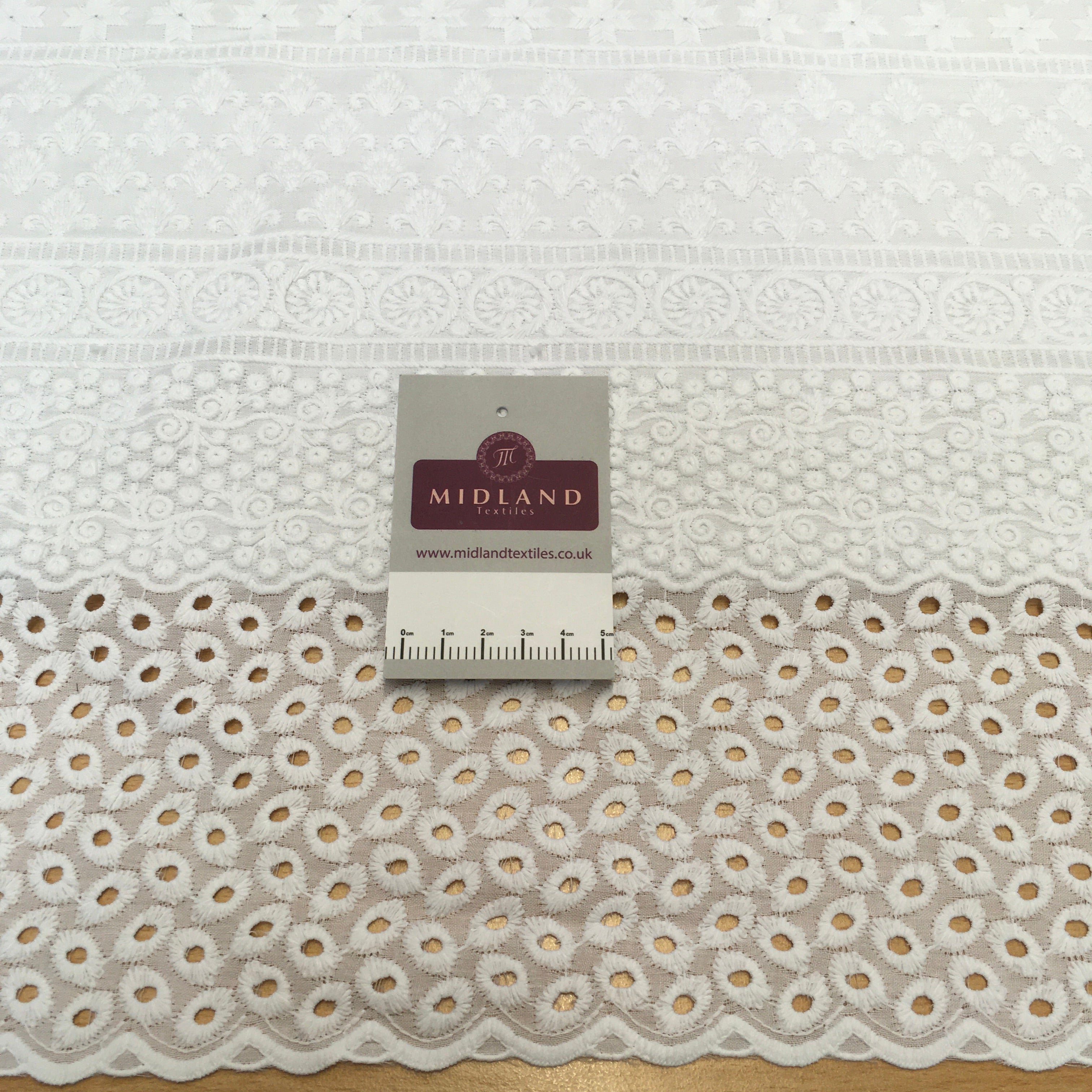White broderie anglaise with Boring fabric cotton border dress fabric M1466 Mtex