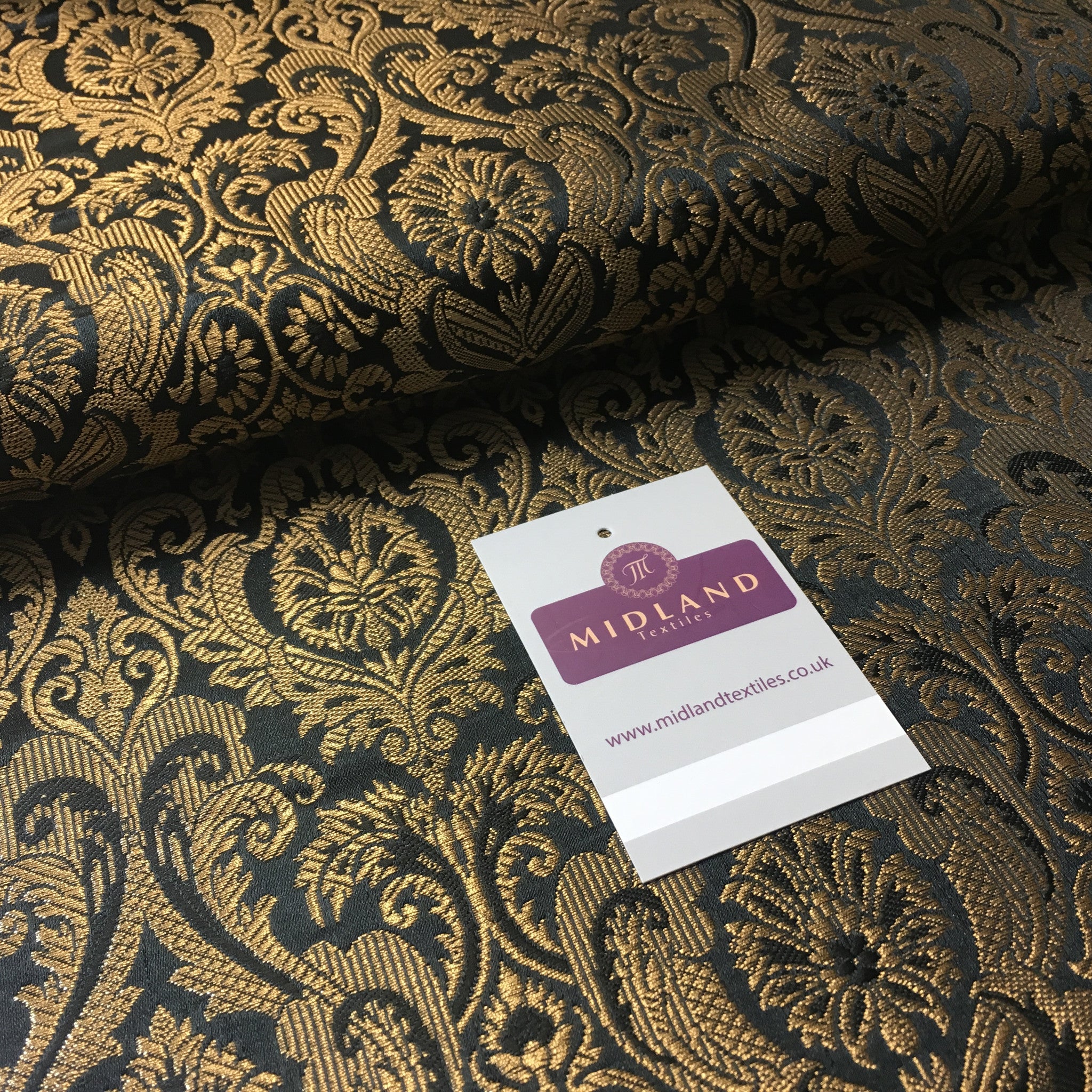 Indian Floral Ornamental Faux Silk Banarsi Brocade fabric 44' Wide M649 - Midland Textiles & Fabric