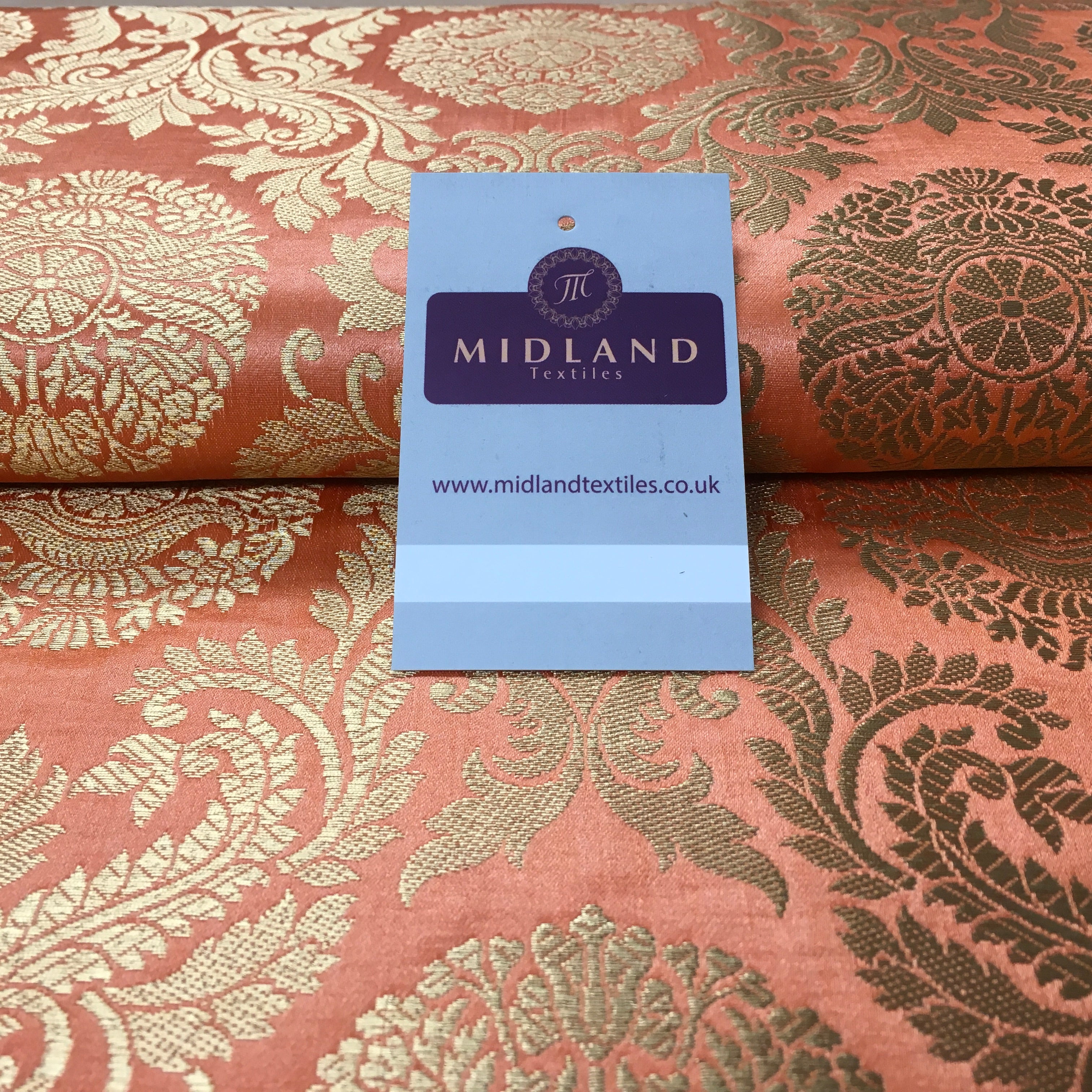 Gold Metallic Ornamental Indian Faux Silk Banarsi brocade Fabric 44' Wide M807