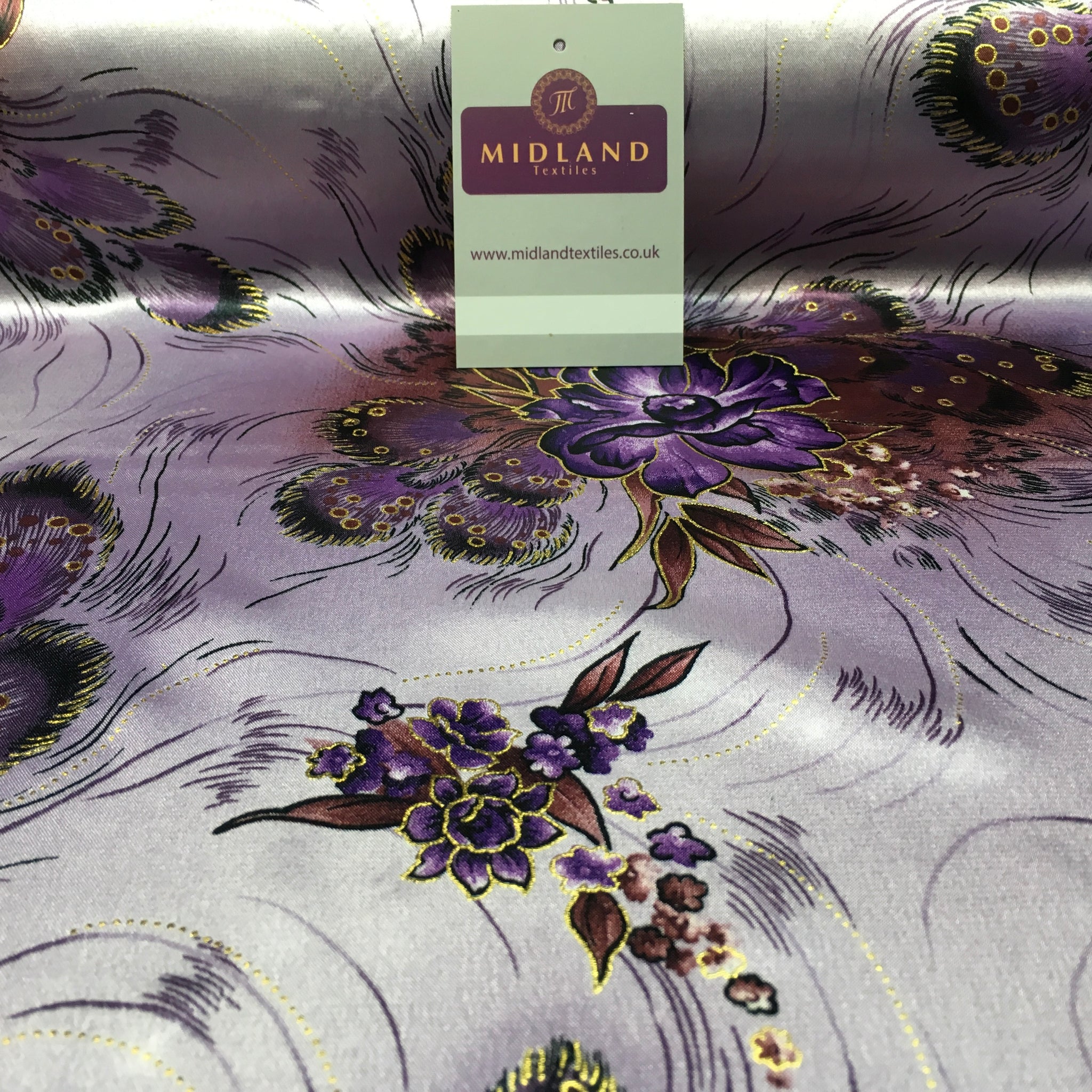 Floral Gold foil Printed Satin & Chiffon Dress Fabric 111 cm MA1186 Mtex