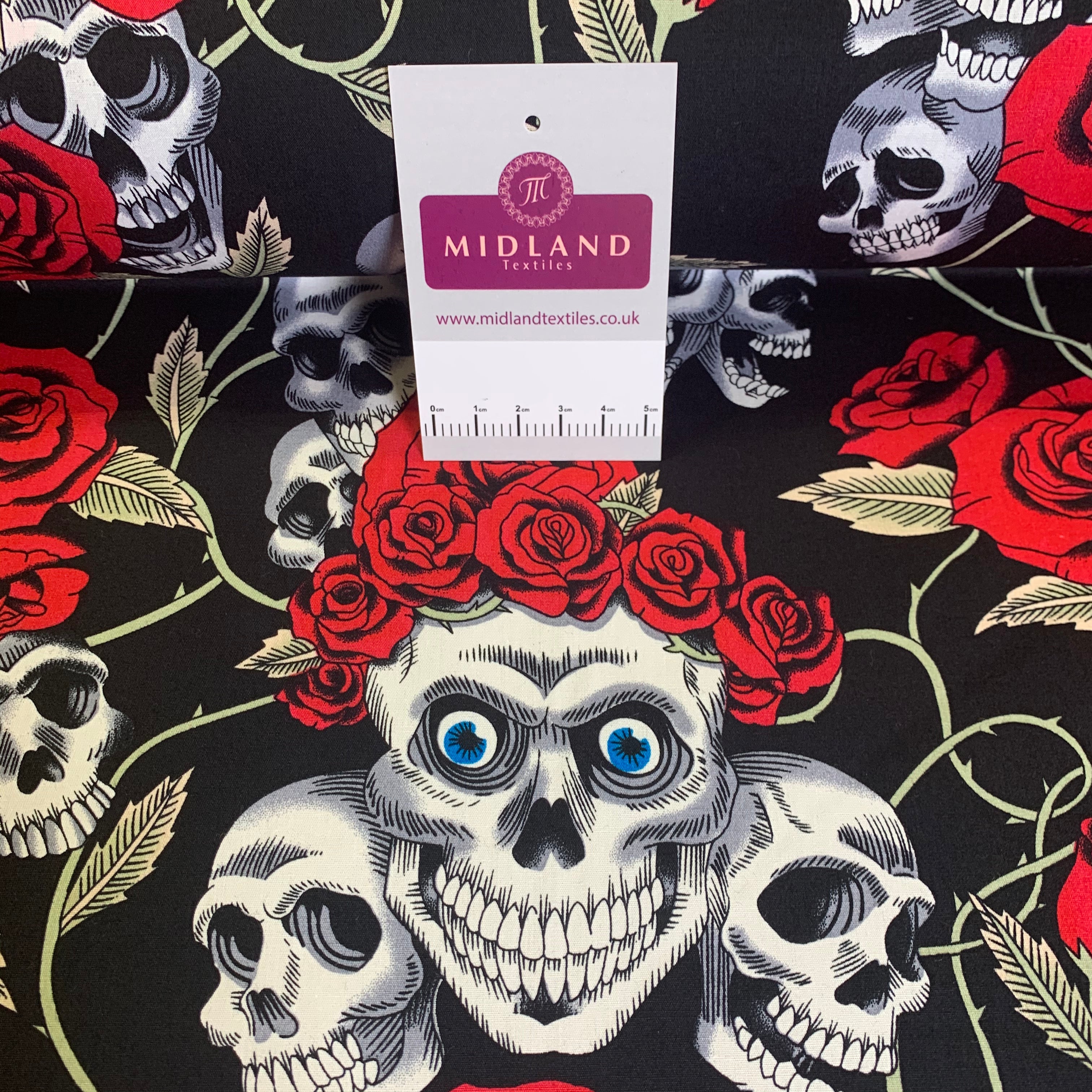 Halloween Skull and roses printed 100% cotton poplin craft mask Fabric MD1399 Mtex