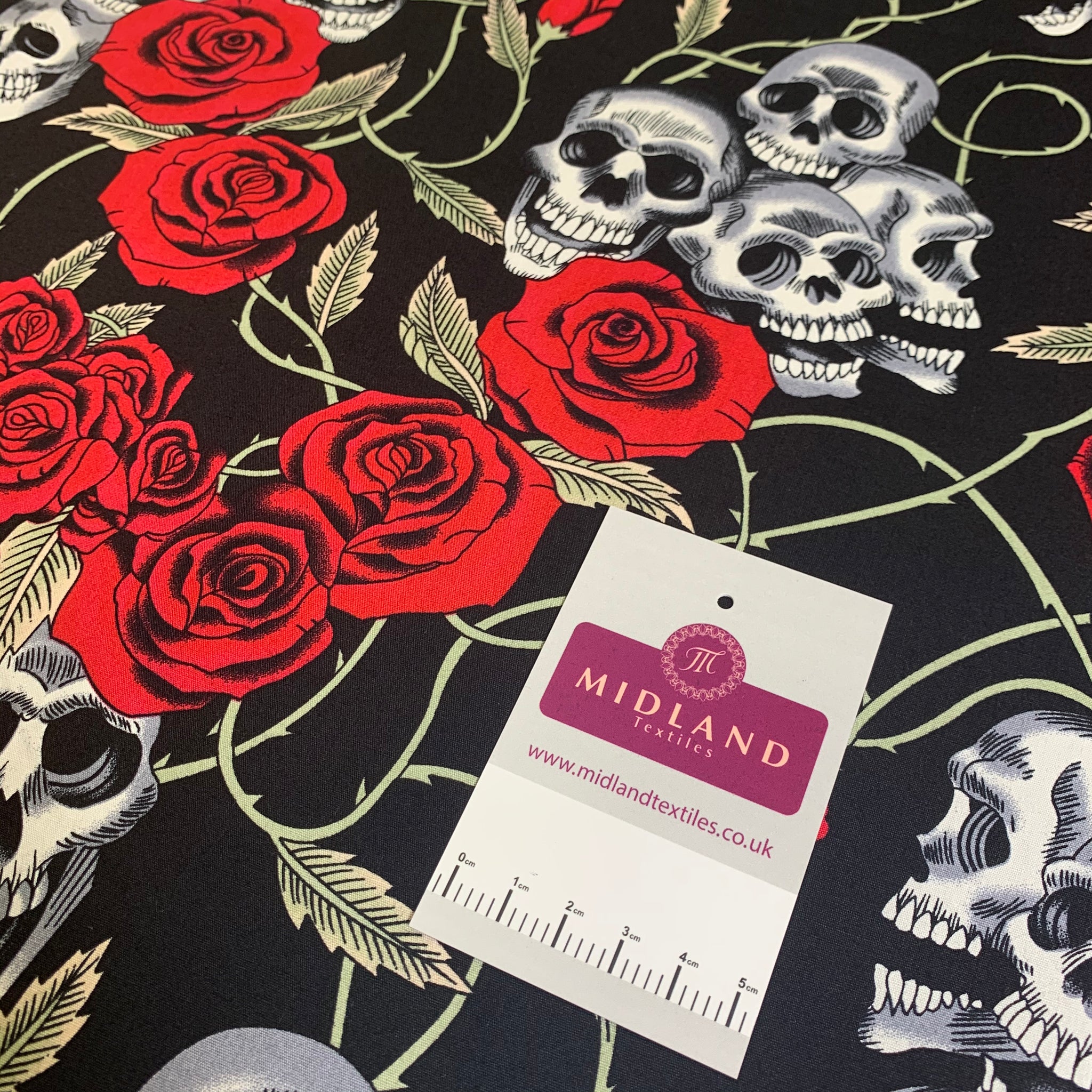 Halloween Skull and roses printed 100% cotton poplin craft mask Fabric MD1399 Mtex