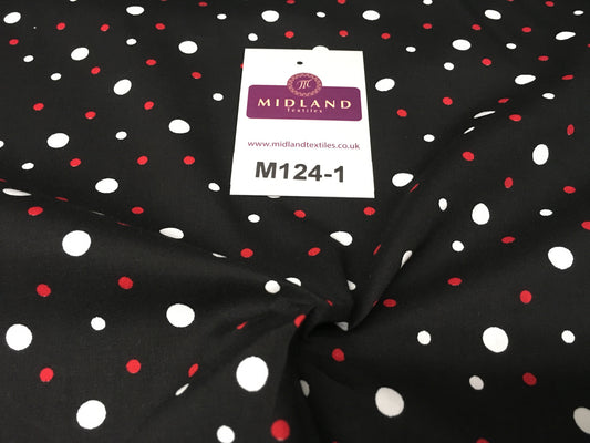 Multi coloured Polka Dot & Spot 100% Cotton Poplin Fabric 58" Wide M124 - Midland Textiles & Fabric