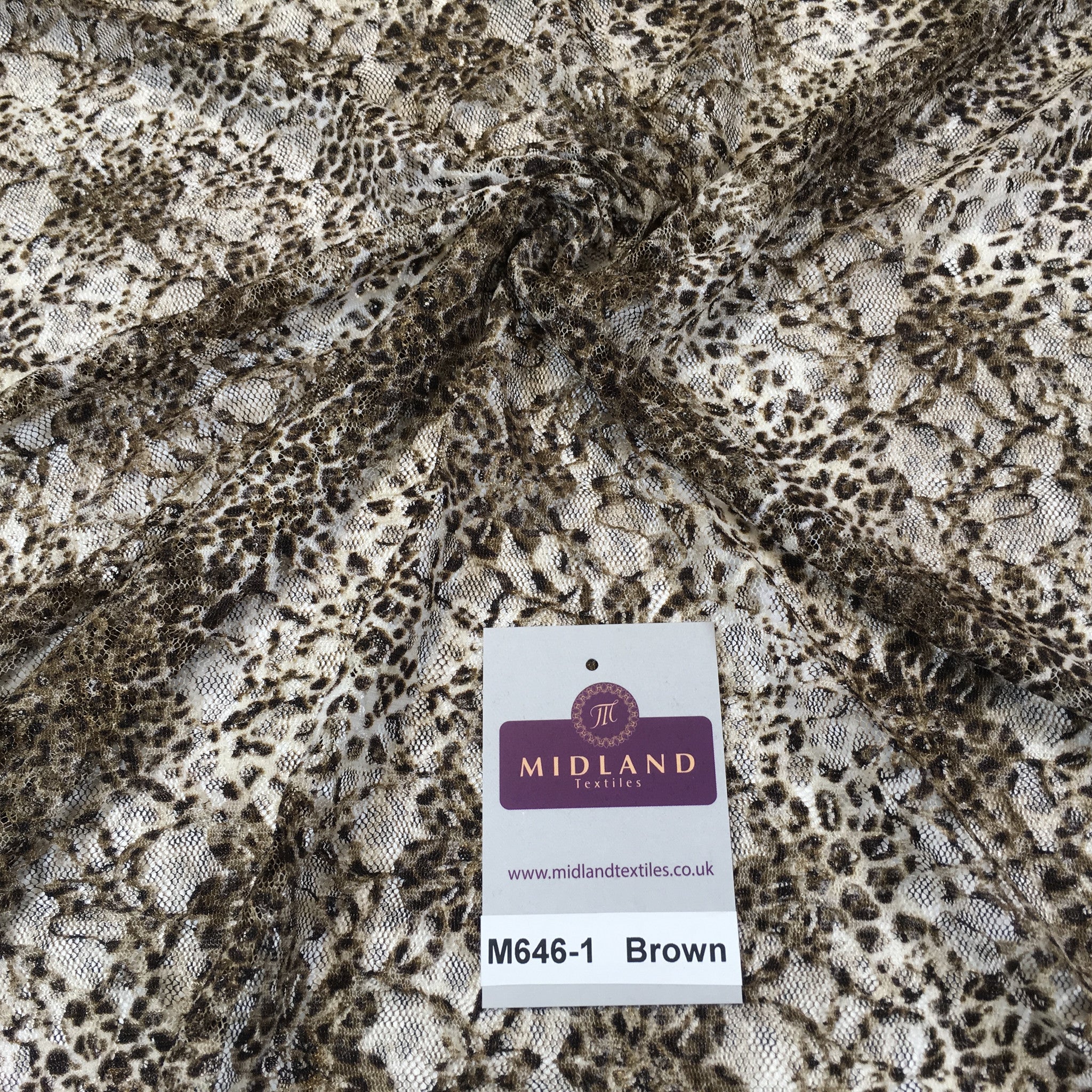Animal snake printed raschel stretch lace dress fabric 55' Wide M646 Mtex - Midland Textiles & Fabric