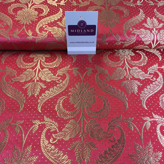 Indian Floral Ornamental metallic banarsi brocade faux silk fabric 44" Wide M648 - Midland Textiles & Fabric