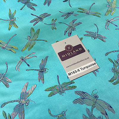 CHINESE ORIENTAL GOLD DRAGONFLY BROCADE SILKY SATIN DRESS FABRIC 44' M163 - Midland Textiles & Fabric