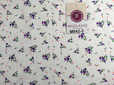 Ditsy Floral Printed on white Super Soft Polycotton Fabric 45' Wide M542 Mtex - Midland Textiles & Fabric