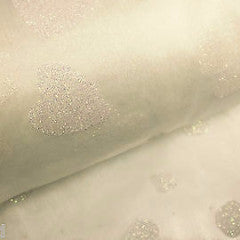 100% Polyester Organza, Flocked lurex heart design 58' wide width fabric M113 - Midland Textiles & Fabric