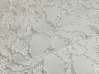 Pearl White Floral Vintage Victorian Stretch Raschel lace 55" Wide M186-8 Mtex - Midland Textiles & Fabric