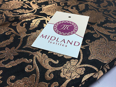 Pure Silk Indian Banarsi Floral Woven Golden Metallic Brocade 45' M260 Mtex - Midland Textiles & Fabric