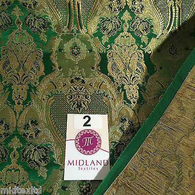 Indian Banarsi Gold Metallic Ornamental floral brocade fabric M373 Mtex 40' wide - Midland Textiles & Fabric