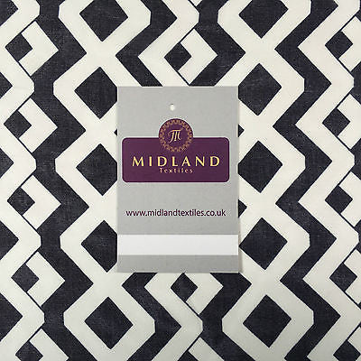 Cream and Navy Diamond Striped Georgette Chiffon Printed Fabric 58" M401-37 Mtex - Midland Textiles & Fabric