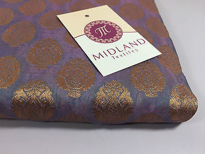 Pure Silk Indian Banarsi Floral Woven Golden Metallic Brocade 45' M260 Mtex - Midland Textiles & Fabric