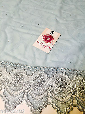 Vintage floral Uragiri scalloped edging dress fabric with clear stones M188 Mtex - Midland Textiles & Fabric