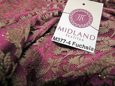 Indian  Floral Gold Metallic faux silk banarsi Brocade 44' Wide M377 - Midland Textiles & Fabric