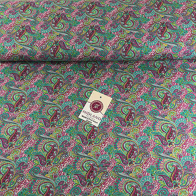 Retro Floral Paisley printed 100% Cotton Lawn fabric 45" Wide M548 Mtex - Midland Textiles & Fabric