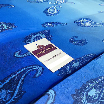 Blue paisley lightweight chiffon dress fabric, scarf 58" M145-59 Mtex - Midland Textiles & Fabric