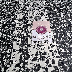 Black and white floral Vertical Striped Chiffon Fabric 44" wide M161-25 Mtex - Midland Textiles & Fabric