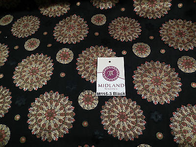 Burnout Satin Chiffon Mandalas Printed Dress Fabric 58' M115 Mtex - Midland Textiles & Fabric