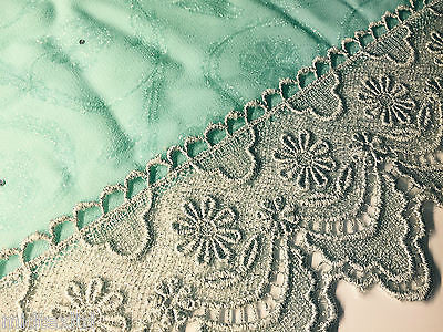 Vintage floral Uragiri scalloped edging dress fabric with clear stones M188 Mtex - Midland Textiles & Fabric