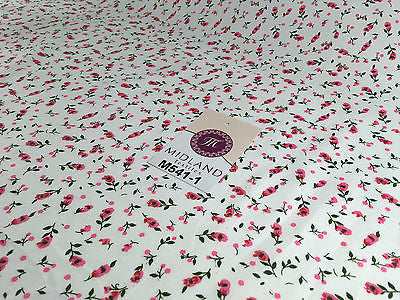 Small Floral Print on white soft polycotton dress Fabric 45" Wide M541 Mtex - Midland Textiles & Fabric