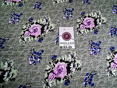 Soft olive floral pink rose printed chiffon fabric 44' wide M161-30 Mtex - Midland Textiles & Fabric