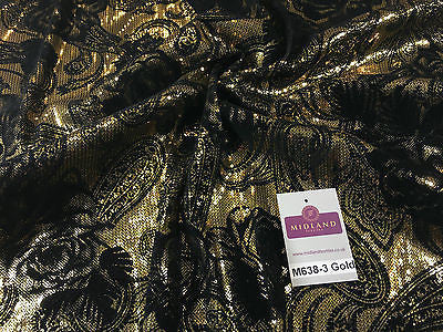 Metallic Flocked Jersey one way stretch sequin dress fabric 55' wide M638 Mtex - Midland Textiles & Fabric