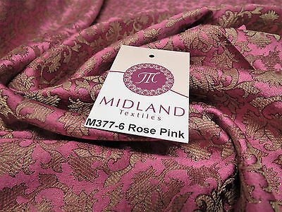 Indian  Floral Gold Metallic faux silk banarsi Brocade 44' Wide M377 - Midland Textiles & Fabric