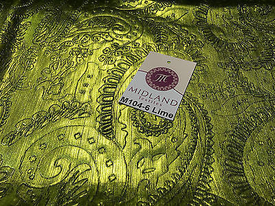 Lame Corduroy Paisley Embossed Foil 1 way stretch Fabric 58" wide M104 Mtex - Midland Textiles & Fabric