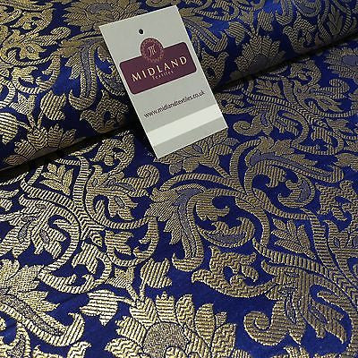 Indian Floral gold metallic banarsi brocade faux silk fabric 44' Wide M692 - Midland Textiles & Fabric