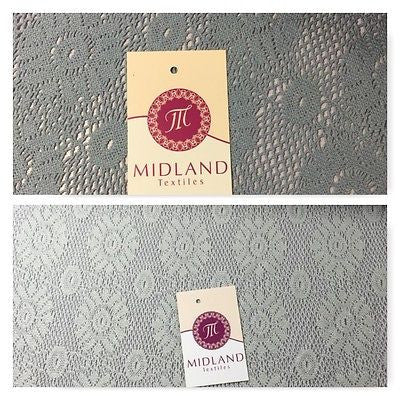 3D Floral Soft Lace Mesh Crochet Semi Transparent Dress Fabric 58" Wide Mtex - Midland Textiles & Fabric