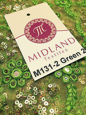 Indian Floral Intricate sequin embroidered Tulle net dress fabric 40' Wide M131 - Midland Textiles & Fabric