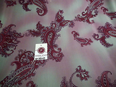 Pink Paisley Printed chiffon Dress fabric 45' M145-41 Mtex - Midland Textiles & Fabric