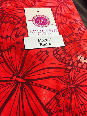 Large Butterfly Melody Print Fabric 5620 100% Cotton 44' Wide M526 Mtex - Midland Textiles & Fabric