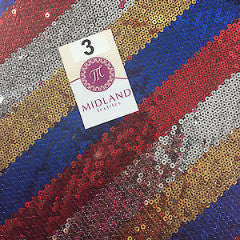 45 Degrees Diagonal Stripe Sew on Sequins Net Dress Fabric 58' Wide M81 Mtex - Midland Textiles & Fabric