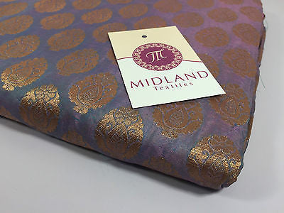 Pure Silk Indian Banarsi Floral Woven Golden Metallic Brocade 45' M260 Mtex - Midland Textiles & Fabric