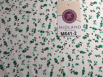 Small Floral Print on white soft polycotton dress Fabric 45" Wide M541 Mtex - Midland Textiles & Fabric