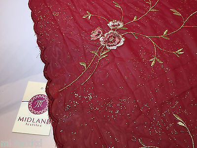 Floral Embroidery with gold thread work metallic dewdrop on georgette M320 Mtex - Midland Textiles & Fabric