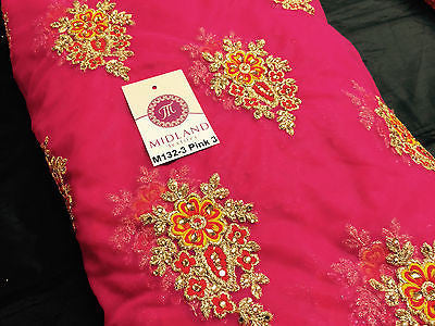 Indian Stone Embellished Embroidered Tulle net dress fabric 44' Wide M132 - Midland Textiles & Fabric