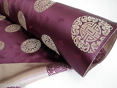 Chinese Fortune Medallion Print Silky Satin Fabric 45' Wide M59 - Midland Textiles & Fabric