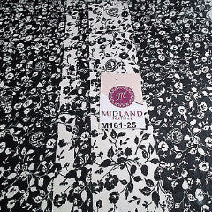 Black and white floral Vertical Striped Chiffon Fabric 44" wide M161-25 Mtex - Midland Textiles & Fabric