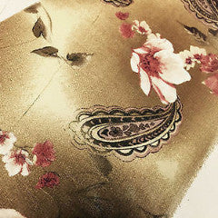 Brown Paisley Leaf Print With Pastel Flower Georgette Chiffon 58" Wide. M145-10 - Midland Textiles & Fabric